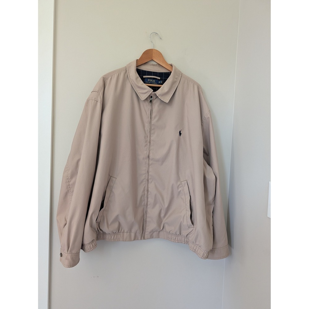 Polo Ralph Lauren Mens 4XB Big Tan Khaki Harrington Jacket Windbreaker Full Zip